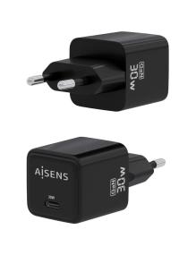 Cargador Gan de Pared Aisens ASCH-30W1P036-BK/ 1xUSB Tipo-C/ 30W