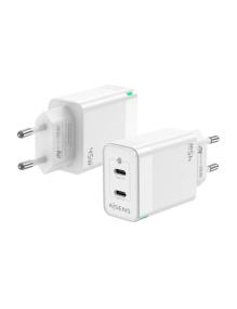 Cargador Gan de Pared Aisens ASCH-45W2P005-W/ 2xUSB Tipo-C/ 45W