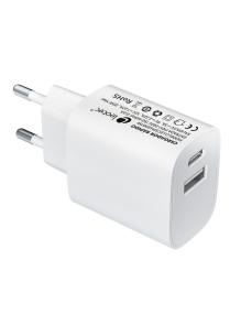 Cargador de Pared Leotec LECSPH20W2W/ 1xUSB Tipo-C/ 1xUSB/ 20W