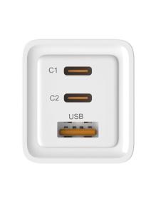 Cargador de Pared Leotec LECSPH65W3W/ 2xUSB Tipo-C/ 1xUSB/ 65W