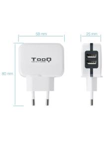 Cargador de Pared TooQ TQWC-1S02WT/ 2xUSB/ 17W