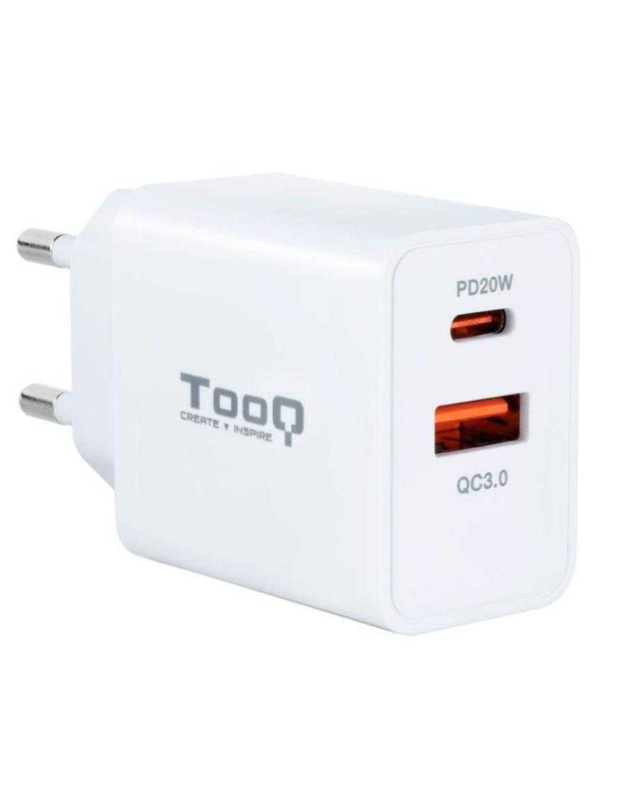 Cargador de Pared TooQ TQWC-2SC04WT/ 1xUSB Tipo-C/ 1xUSB/ 20W