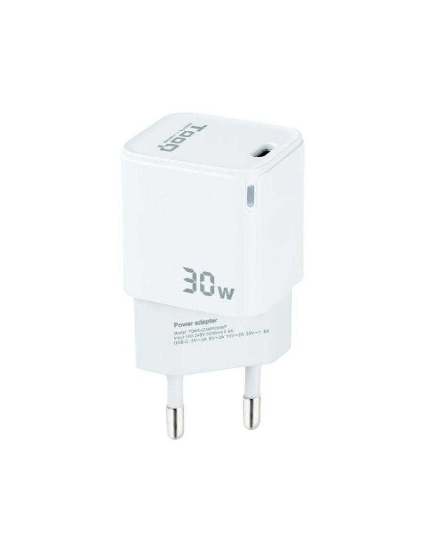 Cargador Gan de Pared TooQ TQWC-GANPD30WT/ 1xUSB Tipo-C/ 30W