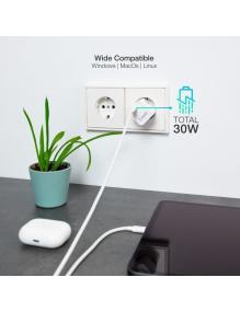 Cargador Gan de Pared TooQ TQWC-GANPD30WT/ 1xUSB Tipo-C/ 30W