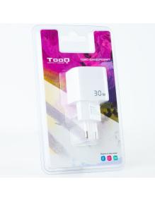 Cargador de Pared TooQ TQWC-GANQCPD30WT/ 1xUSB Tipo-C/ 1xUSB/ 30W