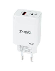 Cargador Gan de Pared TooQ TQWC-GANQCPD45WT/ 1xUSB Tipo-C/ 1xUSB/ 45W