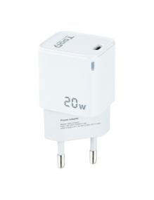 Cargador de Pared TooQ TQWC-PD20WT/ 1xUSB Tipo-C/ 20W/ Blanco