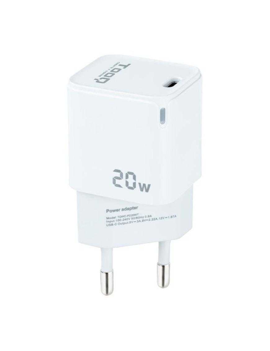 Cargador de Pared TooQ TQWC-PD20WT/ 1xUSB Tipo-C/ 20W/ Blanco