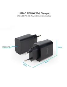 Cargador de Pared TooQ TQWC-PDUSBC20B/ 1xUSB Tipo-C/ 20W