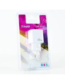 Cargador de Pared TooQ TQWC-QCPD20WT/ 1xUSB-Tipo C/ 1x USB/ 20W/ Blanco