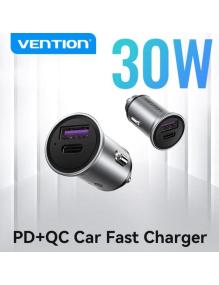 Cargador de Coche Vention FFFH0/ 1xUSB-Tipo C/ 1xUSB/ 30W