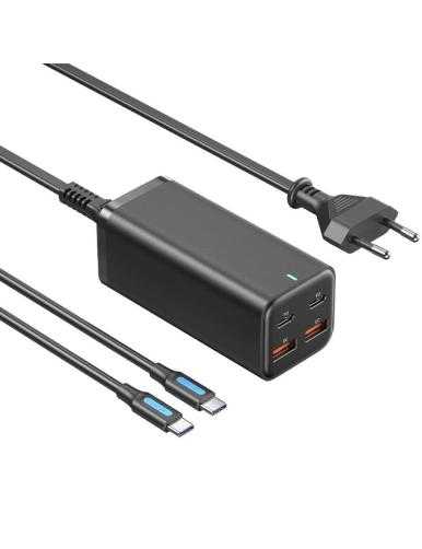 Cargador de Pared Vention FBSBG-EU/ 2xUSB Tipo-C + Cable USB Tipo-C/ 2xUSB/ 100W