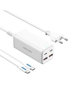 Cargador de Pared Vention FBSWG-EU/ 2xUSB Tipo-C + Cable USB Tipo-C/ 2xUSB/ 100W