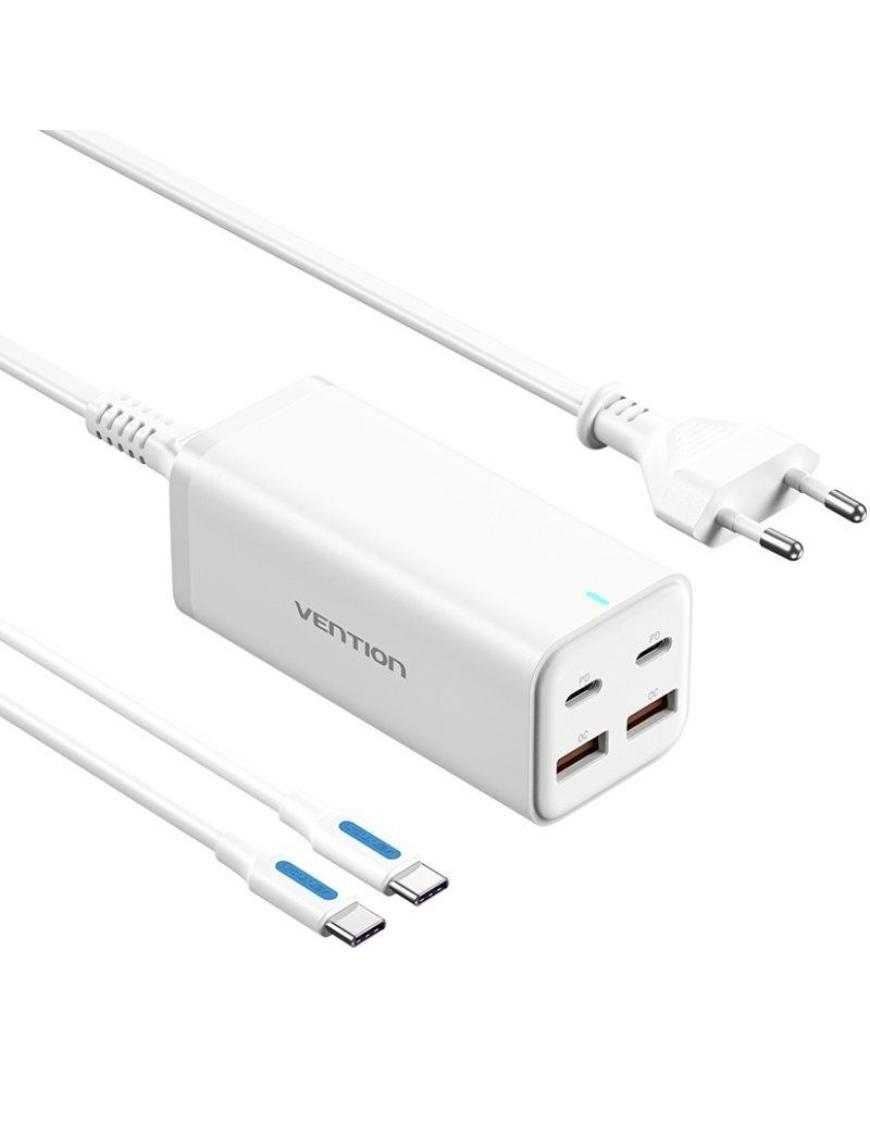 Cargador de Pared Vention FBSWG-EU/ 2xUSB Tipo-C + Cable USB Tipo-C/ 2xUSB/ 100W