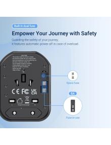 Cargador de Pared Universal Vention FJCB0/ Toma de Corriente Universal/ 1xUSB Tipo-C/ 2xUSB/ 20W