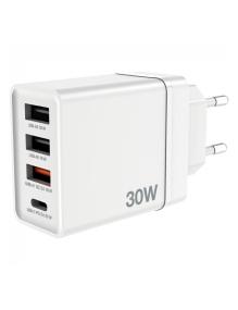 Cargador de Pared Verbatim CHR-30EU2/ 1xUSB Tipo-C/ 3xUSB/ 30W