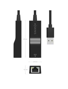 Adaptador USB 3.0 Aisens A106-0766/ USB Macho - RJ45 Hembra/ 15cm/ Negro