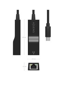 Adaptador USB 3.1 Aisens A106-0765/ USB-C Macho - RJ45 Hembra/ 11cm/ Negro