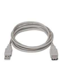 Cable Alargador USB 2.0 Aisens A101-0014/ USB Macho - USB Hembra/ Hasta 2.5W/ 60Mbps/ 3m/ Beige