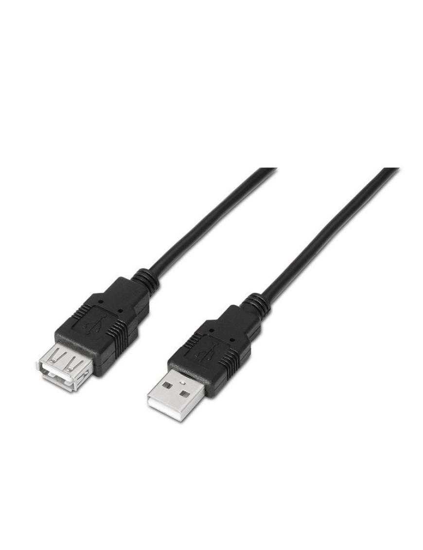 Cable Alargador USB 2.0 Aisens A101-0015/ USB Macho - USB Hembra/ Hasta 2.5W/ 60Mbps/ 1m/ Negro