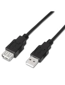 Cable Alargador USB 2.0 Aisens A101-0016/ USB Macho - USB Hembra/ Hasta 2.5W/ 60Mbps/ 1.8m/ Negro