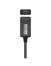 Cable Alargador USB 3.0 con Amplificador Aisens A105-0525/ USB Macho - USB Hembra/ Hasta 9W/ 625Mbps/ 5m/ Negro