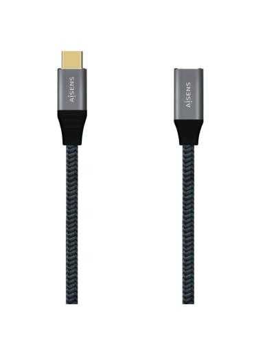 Cable Alargador USB 3.2 Tipo-C Aisens A107-0635 20GBPS 5A 100W/ USB Tipo-C Macho - USB Tipo-C Hembra/ Hasta 100W/ 2500Mbps/ 1m/ 