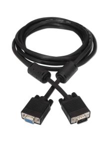 Cable Alargador SVGA Aisens A113-0078/ VGA Macho - VGA Hembra/ Hasta 3W/ 10Mbps/ 1.8m/ Negro