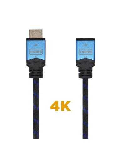 Cable Alargador HDMI Aisens A120-0452/ HDMI Macho - HDMI Hembra/ 1m/ Negro/ Azul