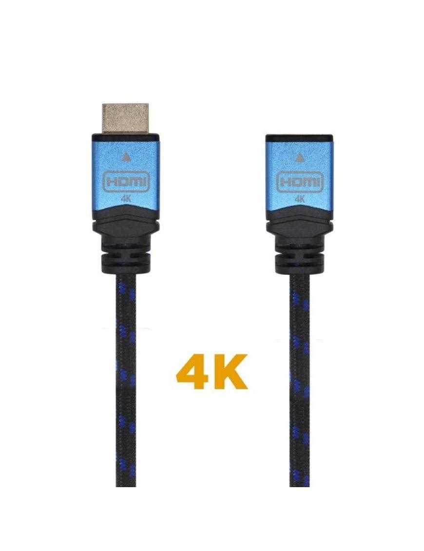 Cable Alargador HDMI Aisens A120-0453/ HDMI Macho - HDMI Hembra/ 2m/ Negro/ Azul