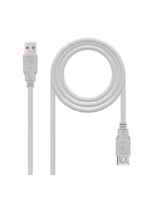 Cable Alargador USB 2.0 Nanocable 10.01.0202/ USB Macho - USB Hembra/ 1m/ Beige