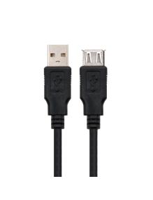 Cable Alargador USB 2.0 Nanocable 10.01.0202-BK/ USB Macho - USB Hembra/ 1m/ Negro