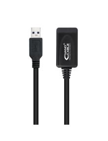 Cable Alargador USB 3.0 con Amplificador Nanocable 10.01.0311/ USB Macho - USB Hembra/ 5m/ Negro