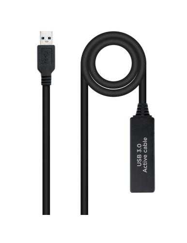 Cable Alargador Amplificador USB 3.0 Nanocable 10.01.0312/ USB Macho - USB Hembra/ 10m/ Negro