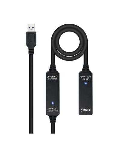 Cable Alargador USB 3.0 Nanocable 10.01.0313/ USB Macho - USB Hembra/ 15m/ Negro