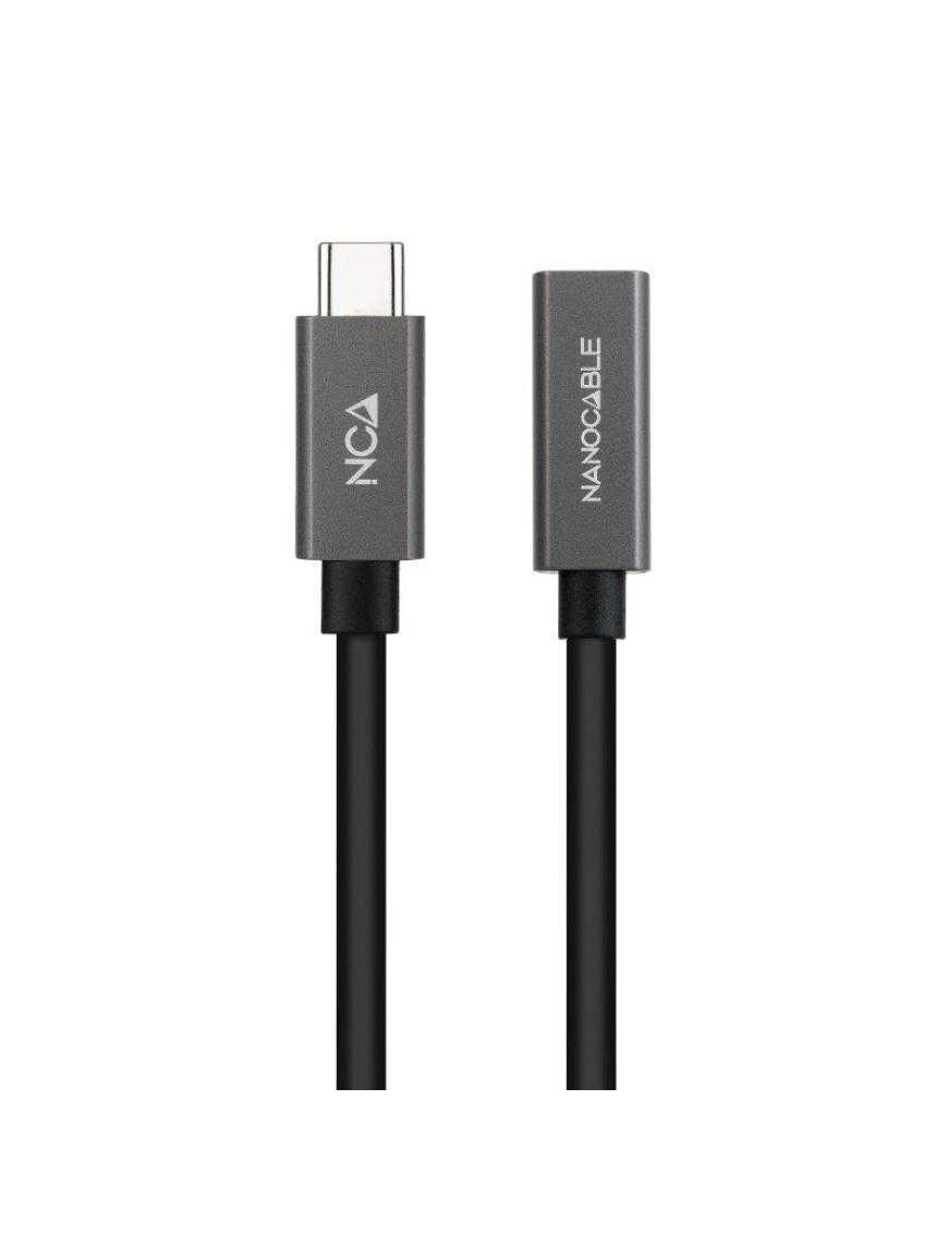 Cable Alargador USB 3.2 Nanocable 10.01.4400/ USB Tipo-C Macho - USB Tipo-C Hembra/ 50cm/ Negro