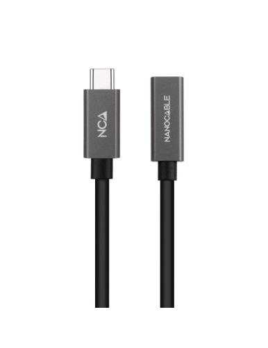 Cable Alargador USB 3.2 Nanocable 10.01.4400/ USB Tipo-C Macho - USB Tipo-C Hembra/ 50cm/ Negro