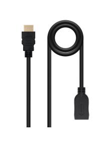 Cable Alargador HDMI Nanocable 10.15.1012/ HDMI Macho - HDMI Hembra/ 2m/ Negro