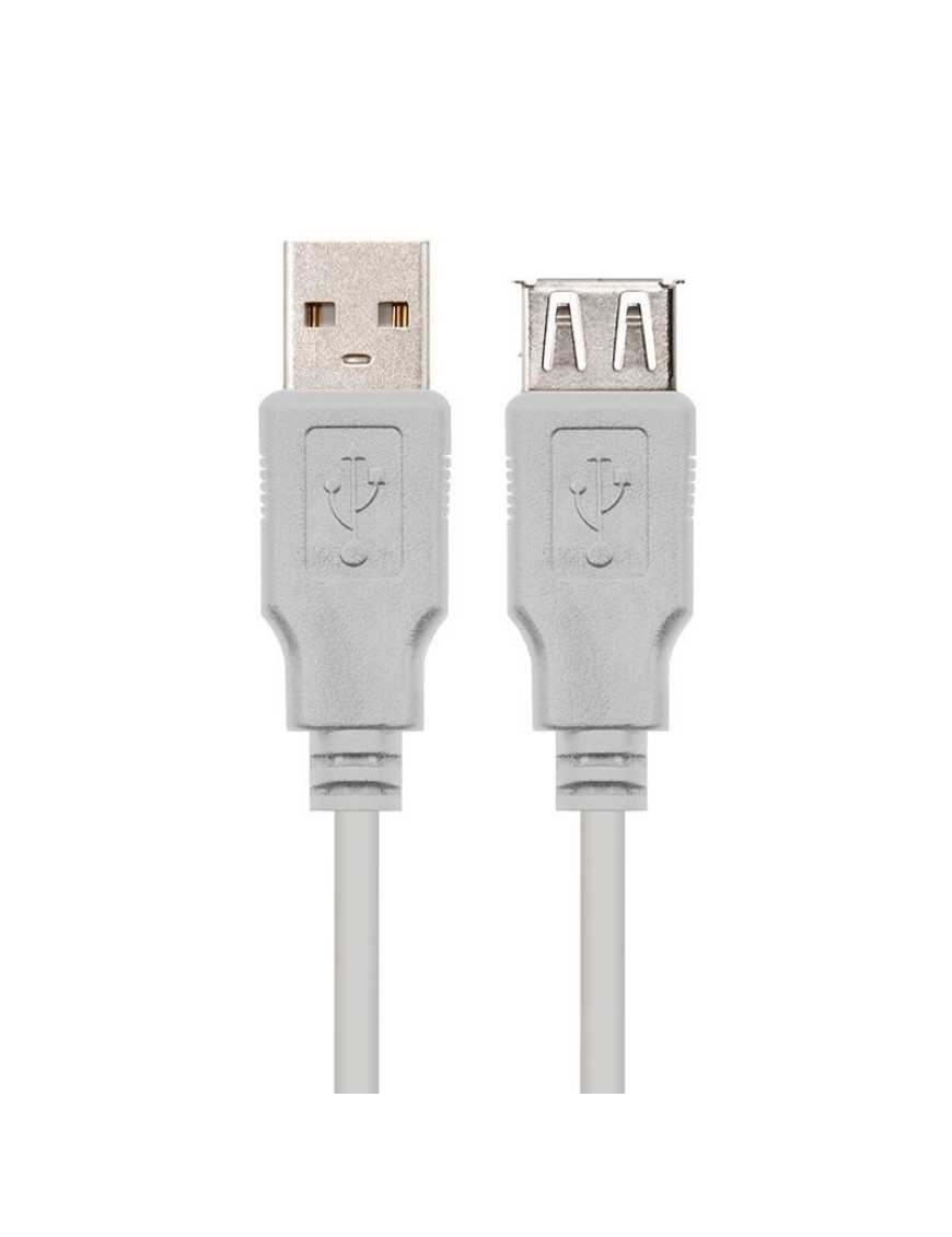 Cable Alargador USB 2.0 Nanocable 10.01.203/ USB Macho - USB Hembra/ 1.8m/ Beige