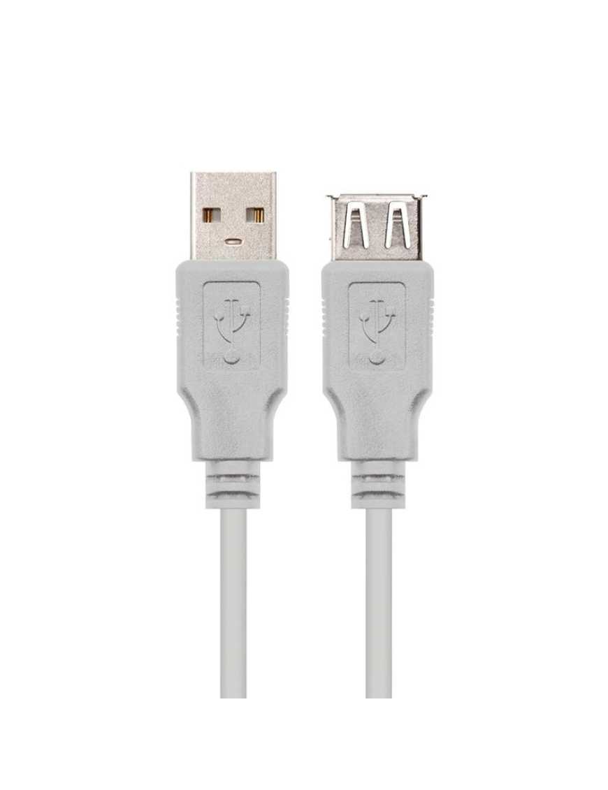 Cable Alargador USB 2.0 Nanocable 10.01.0204/ USB Macho - USB Hembra/ 3m/ Beige