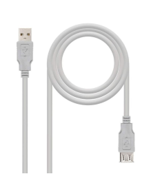 Cable Alargador USB 2.0 Nanocable 10.01.0204/ USB Macho - USB Hembra/ 3m/ Beige