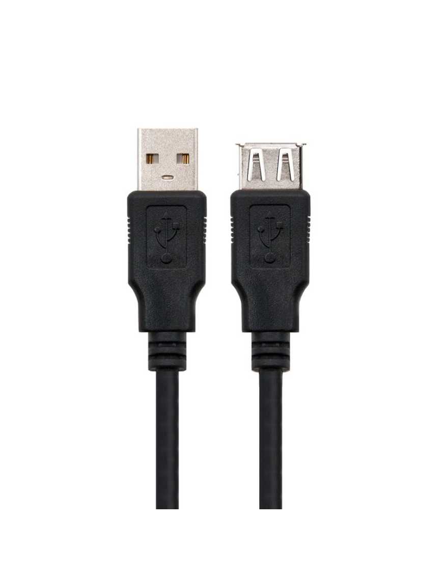 Cable Alargador USB Nanocable 10.01.0204-BK/ USB Macho - USB Hembra/ 3m/ Negro