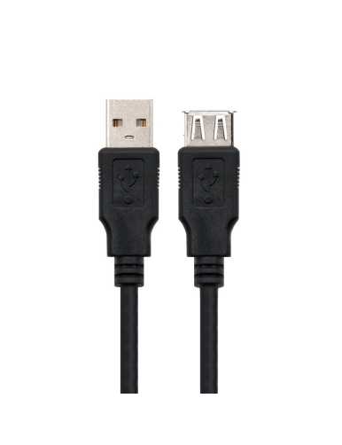 Cable Alargador USB Nanocable 10.01.0204-BK/ USB Macho - USB Hembra/ 3m/ Negro