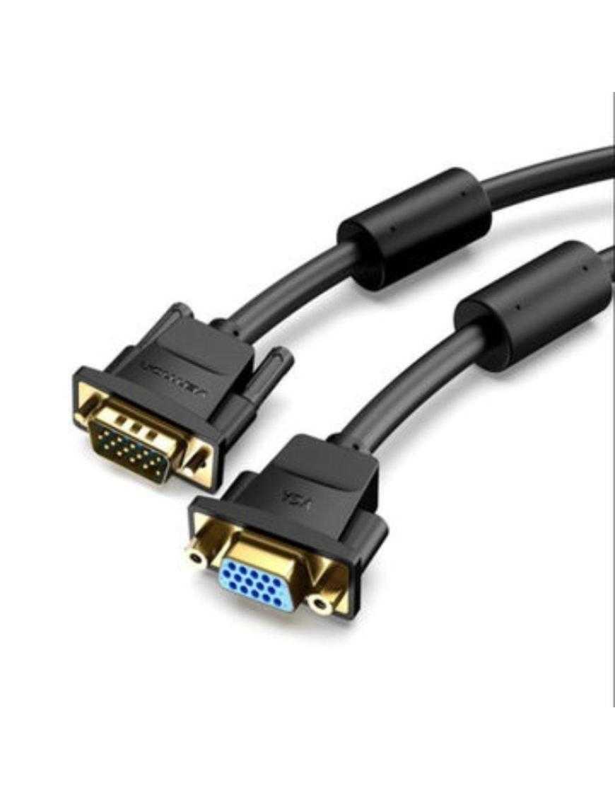 Cable Alargador SVGA Vention DAGBF/ VGA Macho - VGA Hembra/ 1m/ Negro