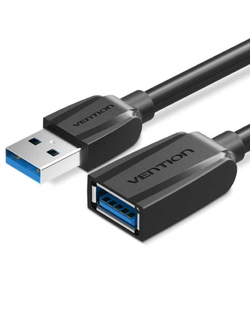 Cable Alargador USB 3.0 Vention VAS-A45-B050/ USB Macho - USB Hembra/ 5Gbps/ 50cm/ Negro