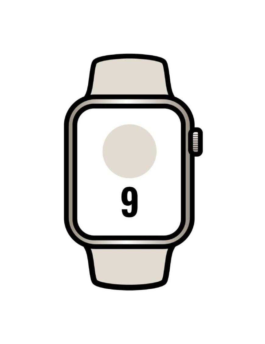 Apple Watch Series 9/ GPS/ 41mm/ Caja de Aluminio Blanco Estrella/ Correa Deportiva Blanco Estrella M/L