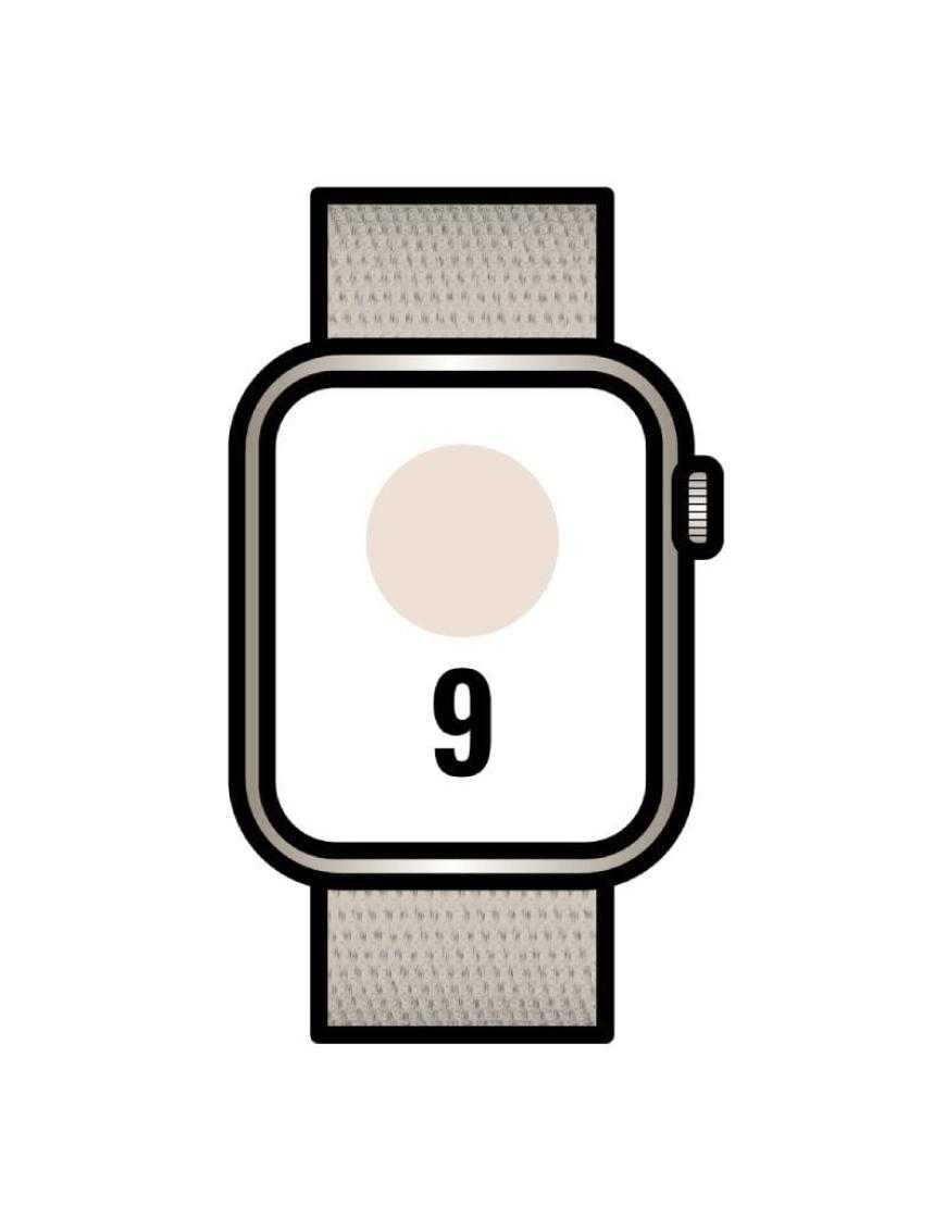 Apple Watch Series 9/ GPS/ 45mm/ Caja de Aluminio Blanco Estrella/ Correa Deportiva Loop Blanco Estrella