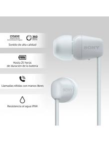 Auriculares Inalámbrico Intrauditivos Sony WI-C100/ con Micrófono/ Bluetooth/ Blancos