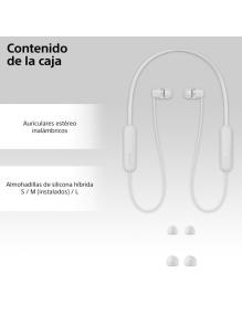 Auriculares Inalámbrico Intrauditivos Sony WI-C100/ con Micrófono/ Bluetooth/ Blancos