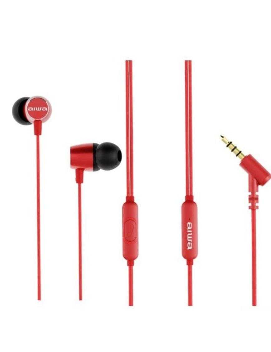 Auriculares Intrauditivos Aiwa ESTM-30RD/ con Micrófono/ Jack 3.5/ Rojo